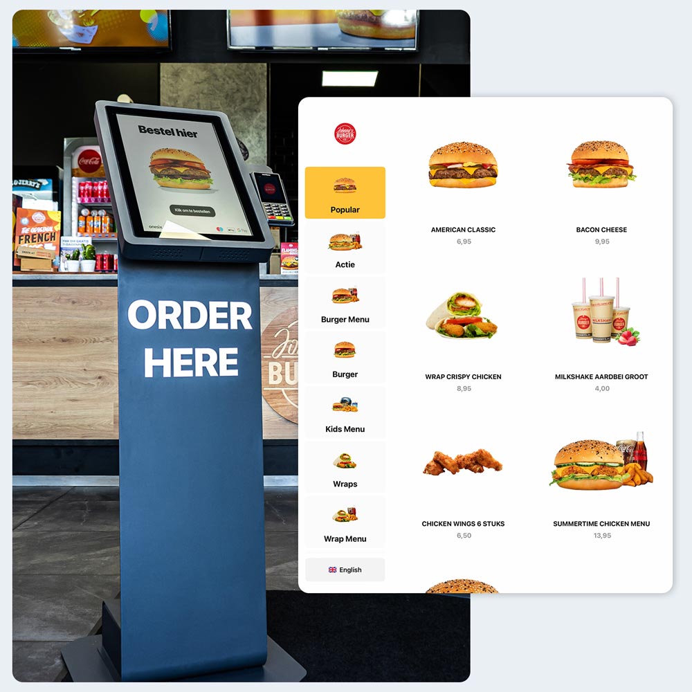 Kiosk en menu Johnny's Burger