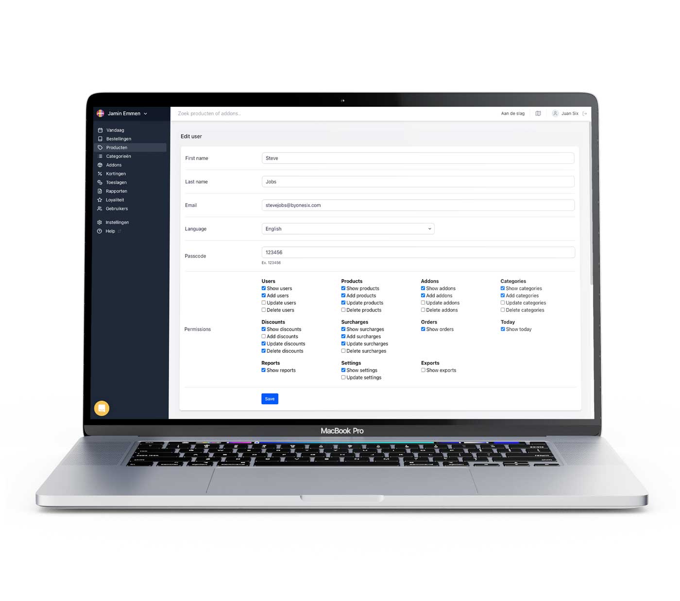 Gebruikersrechten in Onesix Dashboard
